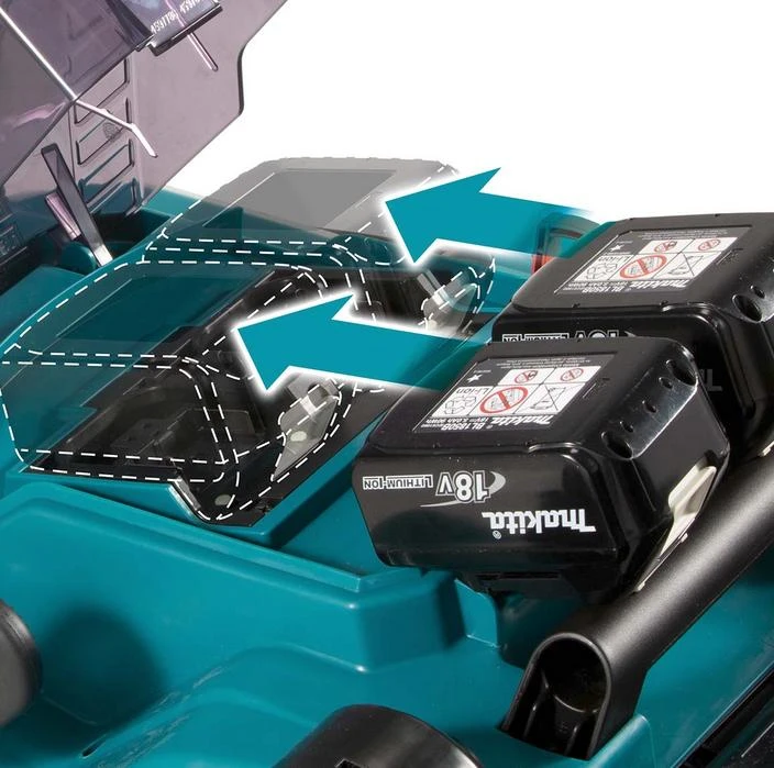 Makita Akumuliatorinė vejapjovė DLM432CT2 2x18V 2x5,0Ah 43cm