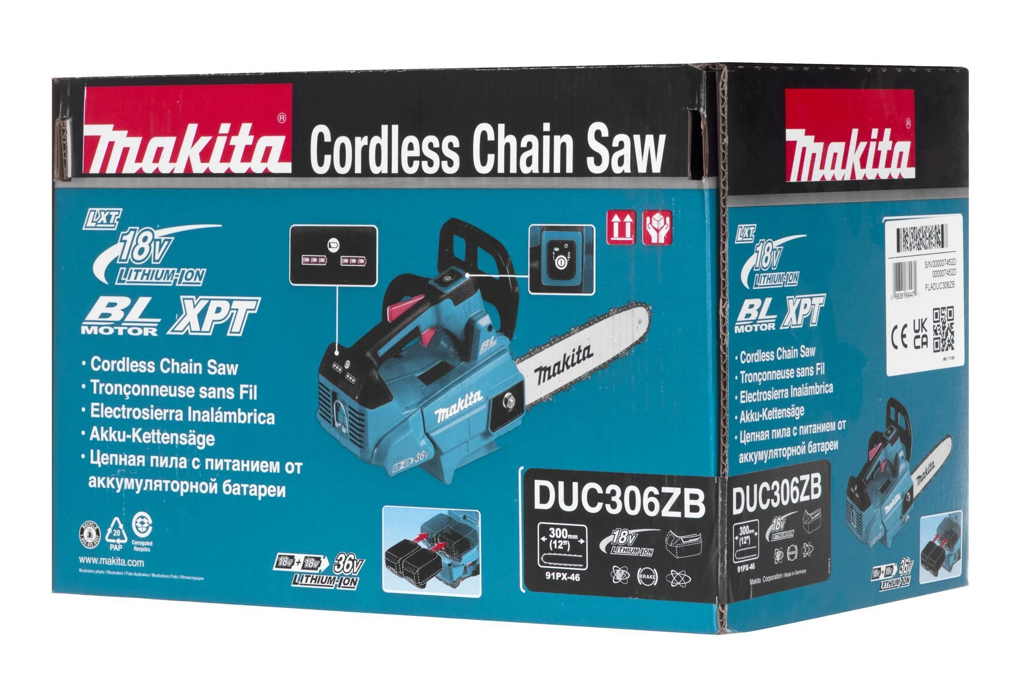 MAKITA grandininis pjūklas 2x18V DUC306ZB 30cm