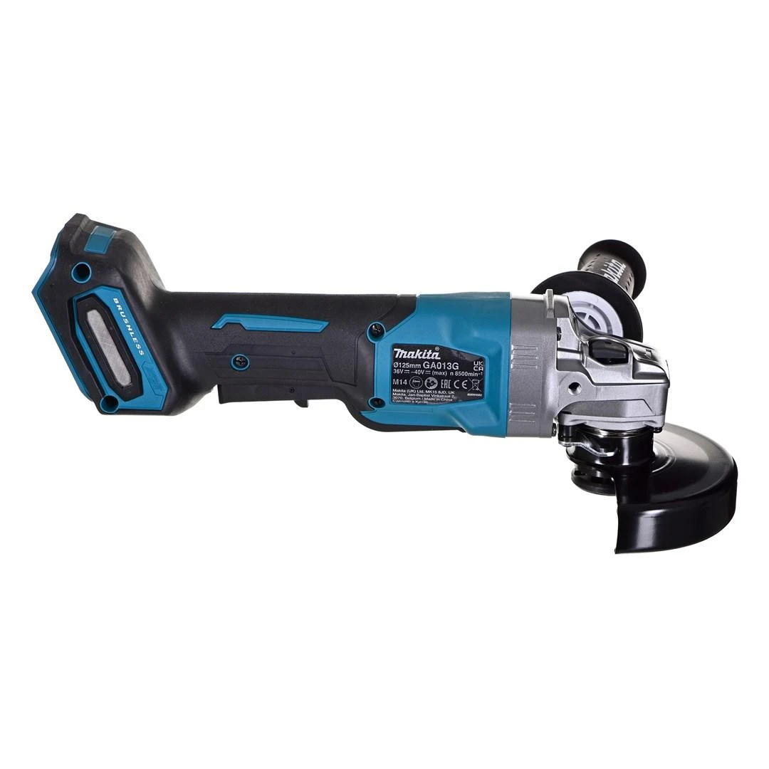 Makita GA013GZ Kampinis šlifuoklis XGT, 125MM, 8500RPM; bešepetėlinis variklis; AFT; "Z" versija - komplektuojamas be akumuliatoriaus ir kroviklio