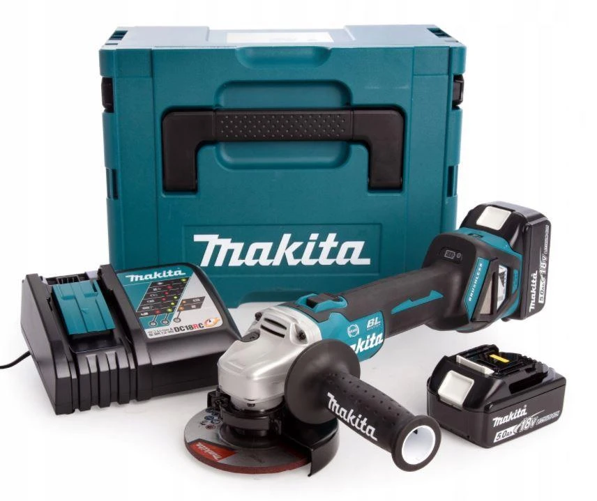 Makita DGA513 akumuliatorinis šlifuoklis su priedais