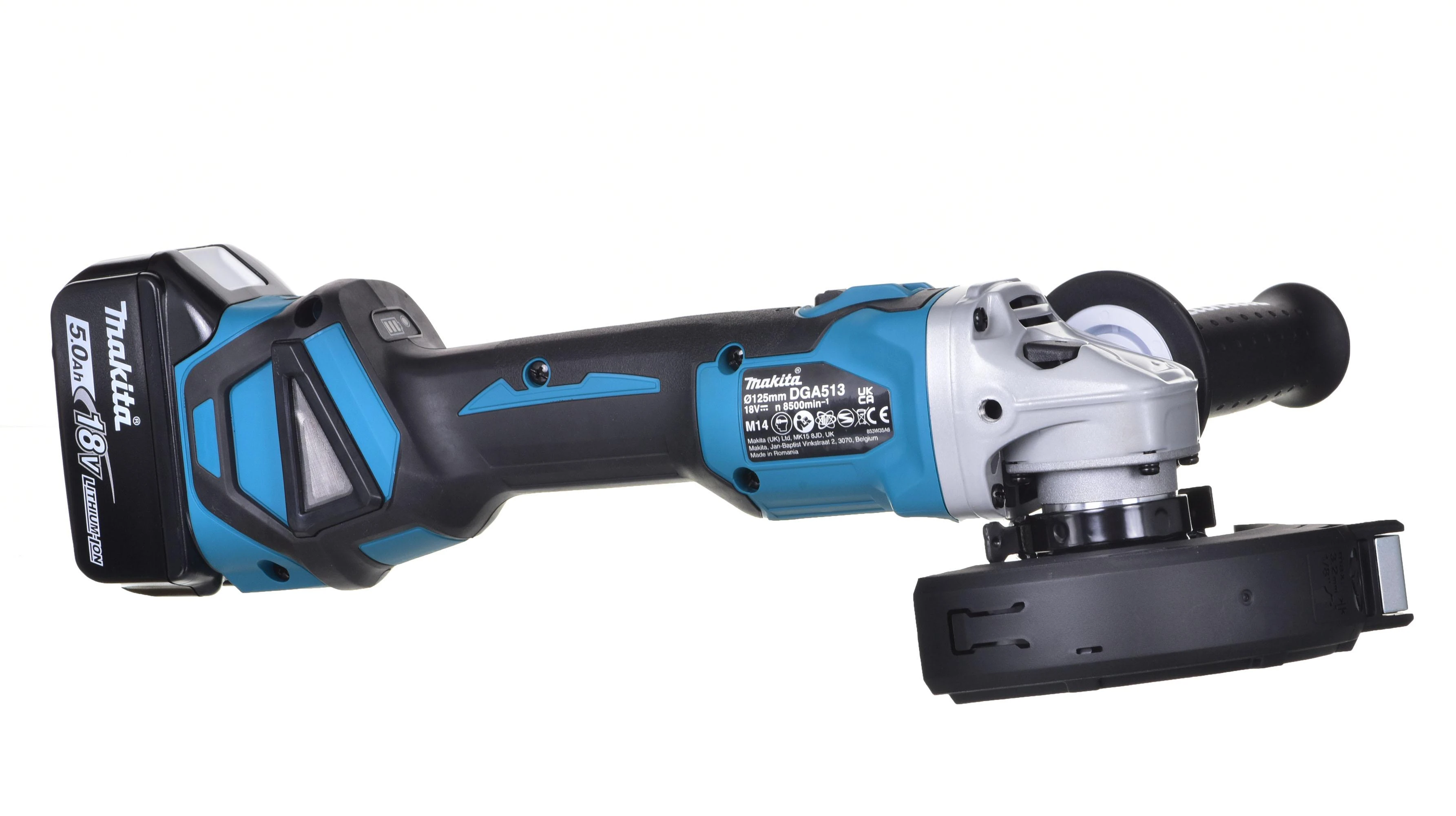 MAKITA KAMPINIS ŠLIFULĖLIS 18V‐125mm 2 x 5.0Ah LI-ION REG. BLDC lagaminas MAKPAC DGA513RTJ