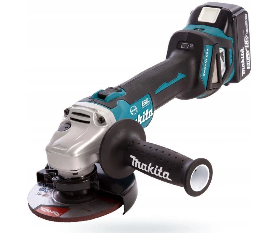 MAKITA KAMPINIS ŠLIFULĖLIS 18V‐125mm 2 x 5.0Ah LI-ION REG. BLDC lagaminas MAKPAC DGA513RTJ