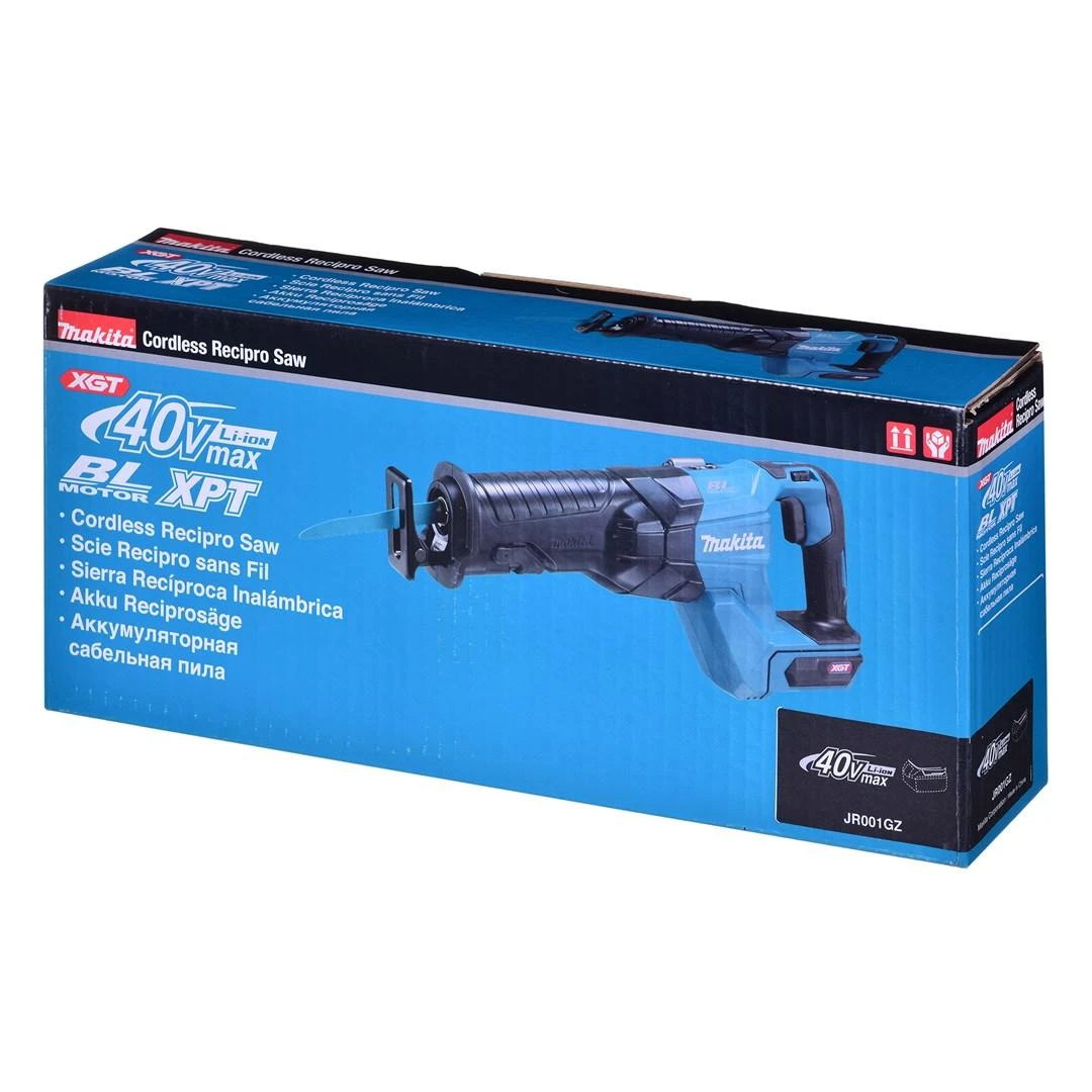 Makita JR001GZ Reciprocating saw XGT, 32mm stroke; 3,54kg; greitas ašmenų keitimas; bešepetėlinis variklis, "Z" versija - komplektuojamas be akumuliatoriaus ir kroviklio