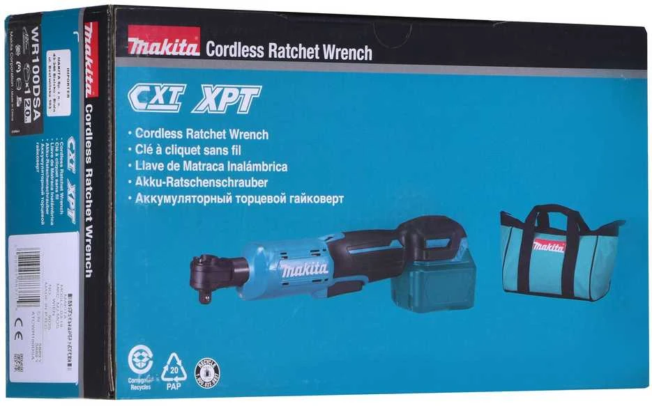 MAKITA RATCHET 12V WR100DSA 47.5Nm 1/4 -3/8" 1x2.0Ah