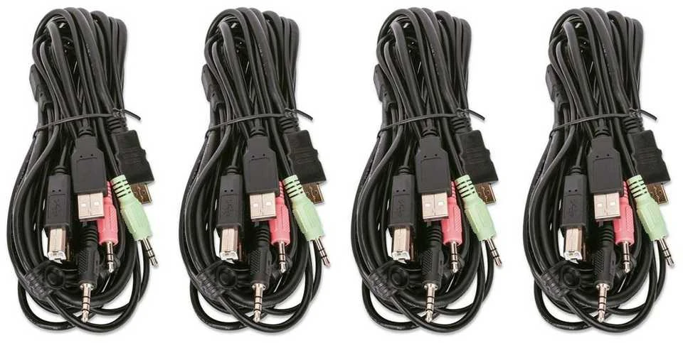 Intracom MANHATTAN KVM jungiklis HDMI/USB 4x1 dvigubo monitoriaus vaizdo 4K 30Hz