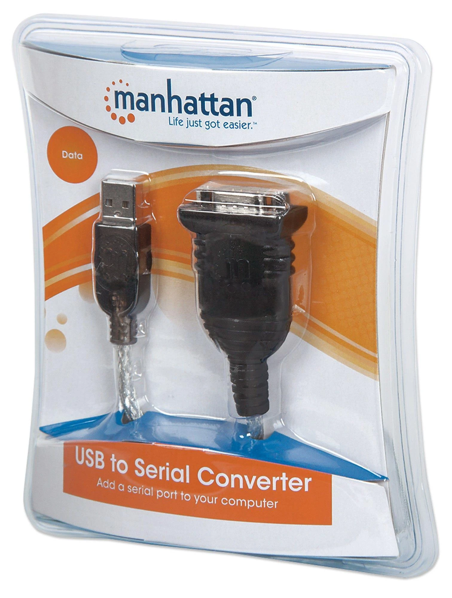 StarTech Intracom MANHATTAN USB į serijinį keitiklį jungia vieną serijinį įrenginį prie USB prievado lizdinės plokštelės