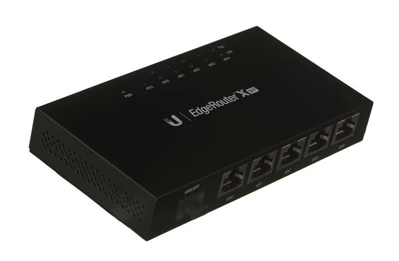 Maršrutizatorius „Ubiquiti EdgeRouter X“, 5 prievadai, SFP, gigabito, pasyvus PoE, Juodas ER-X-SFP / UBI-ER-X-SFP