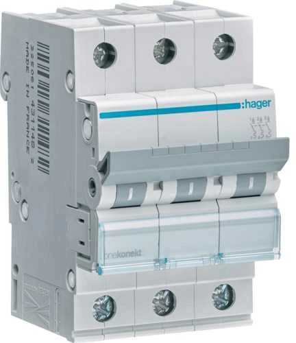 Hager Polo Hager Miniatiūrinis automatinis jungiklis 3P C 40A 6kA AC MCN340E