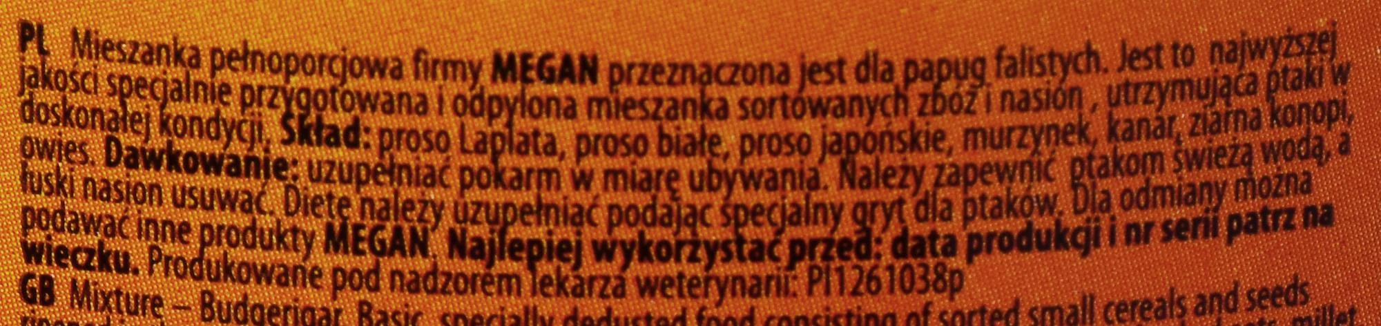 Pašaras banguotosioms papūgėlėms Megan, 770 g