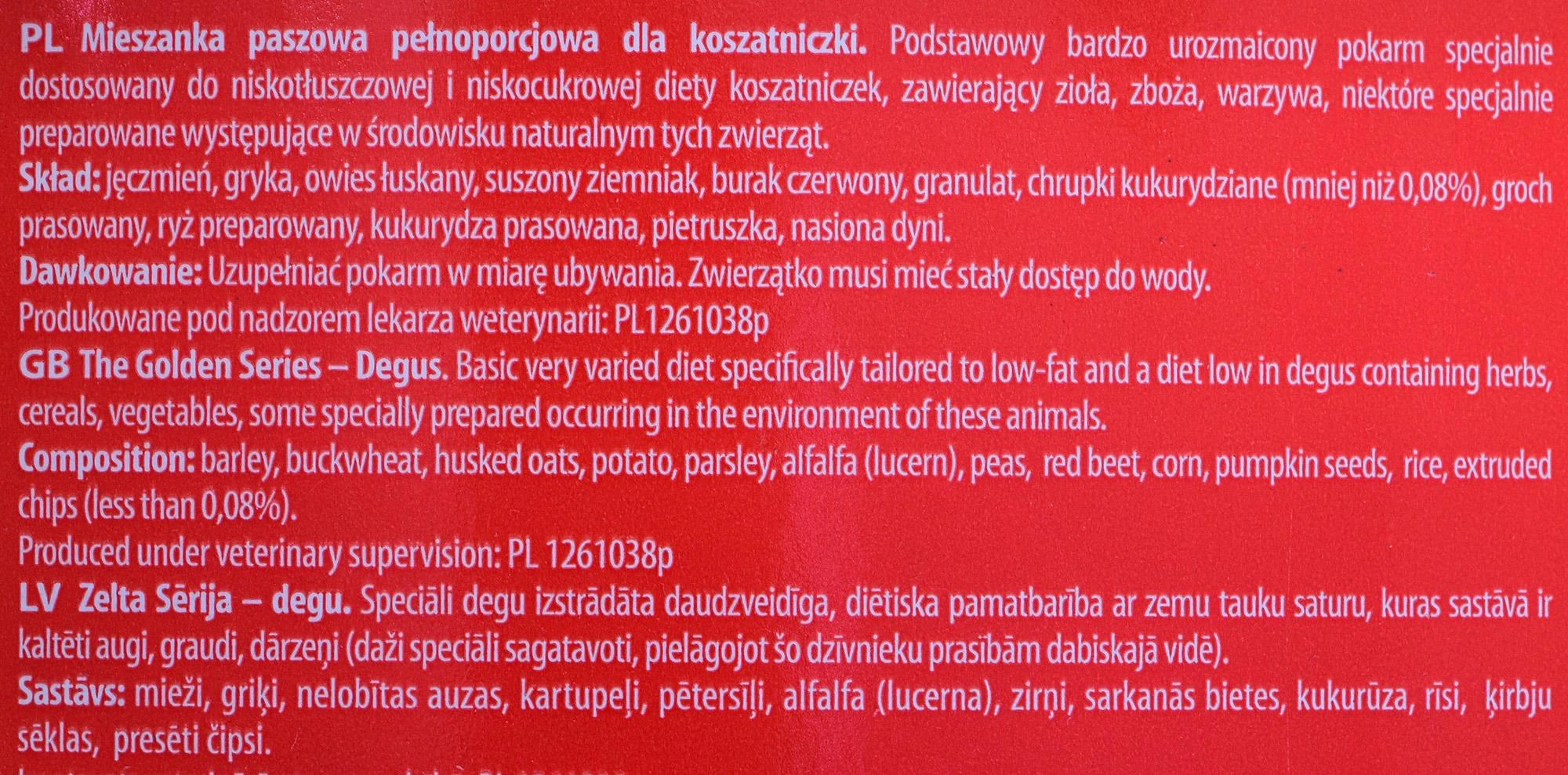 Pašaras Degu Megan, auksinė serija, 1.2kg