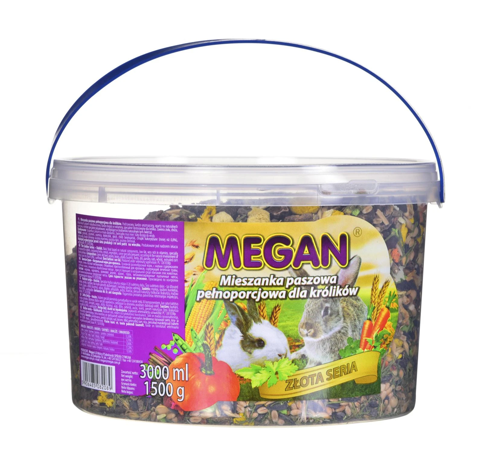 Pašaras triušiams Megan, auksinė serija, 1.5kg