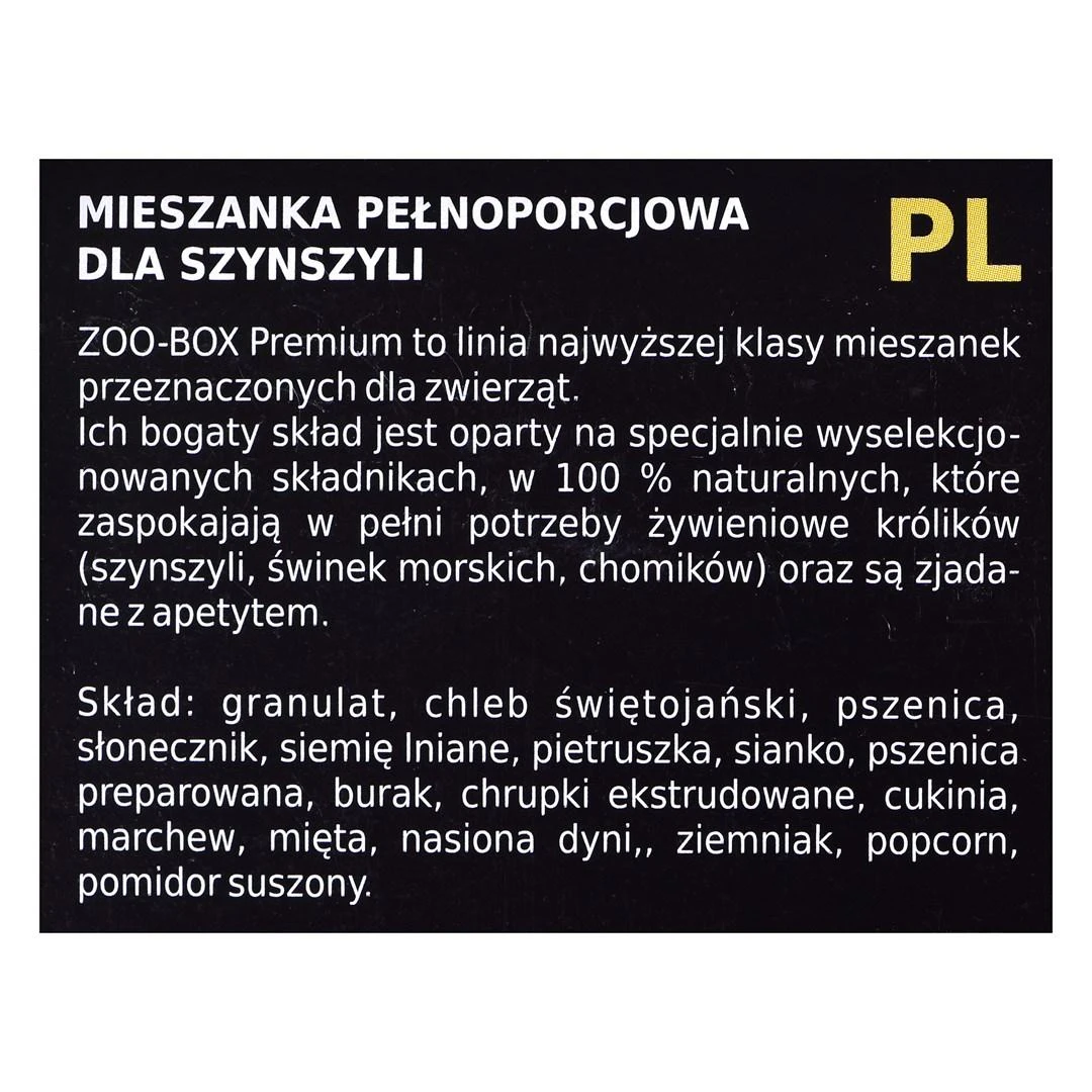 Pašaras šinšiloms Megan Zoo-Box Premium Line, 500 gr