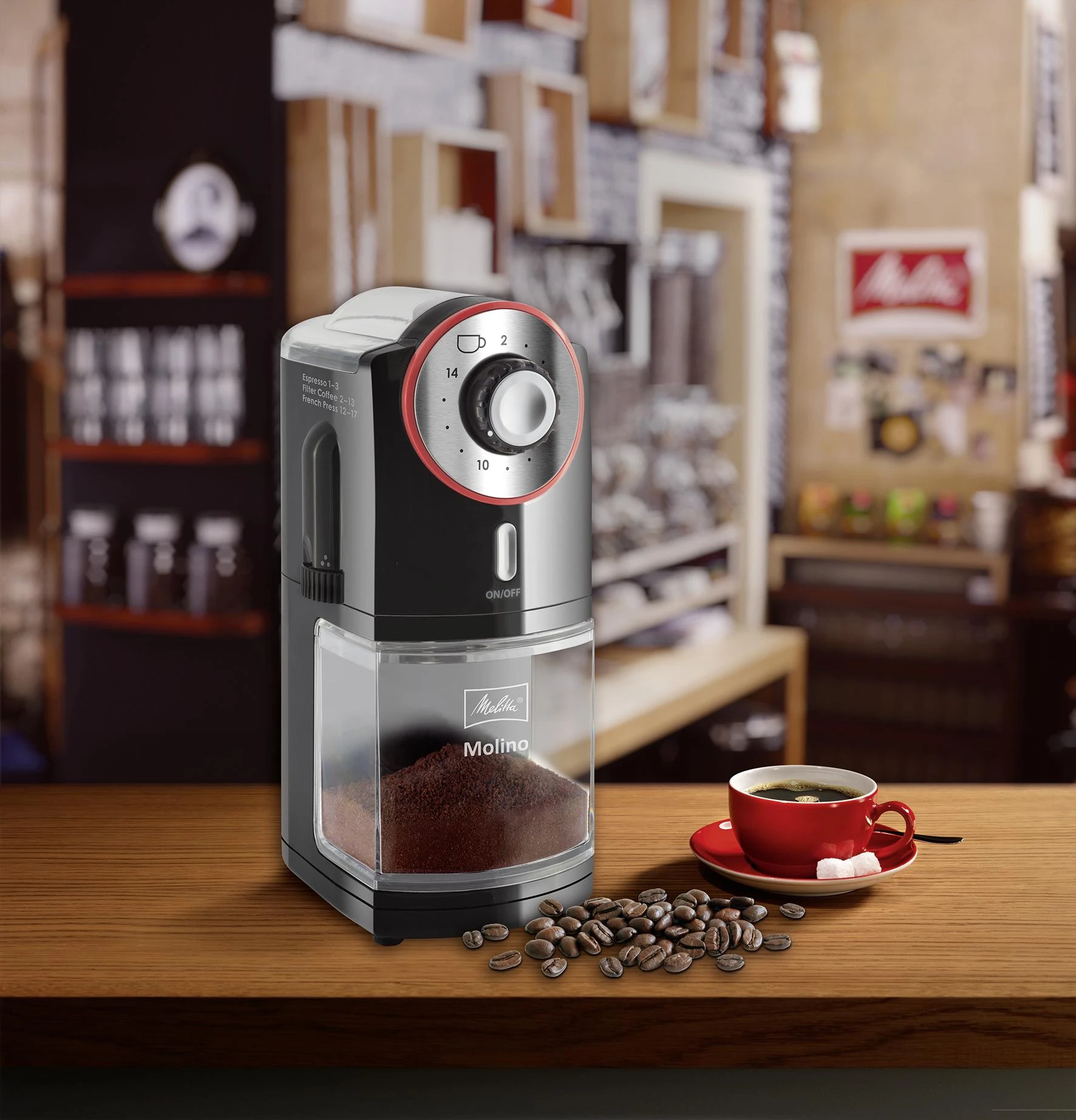 Kavamalė Melitta Molino 1019, juoda/raudona
