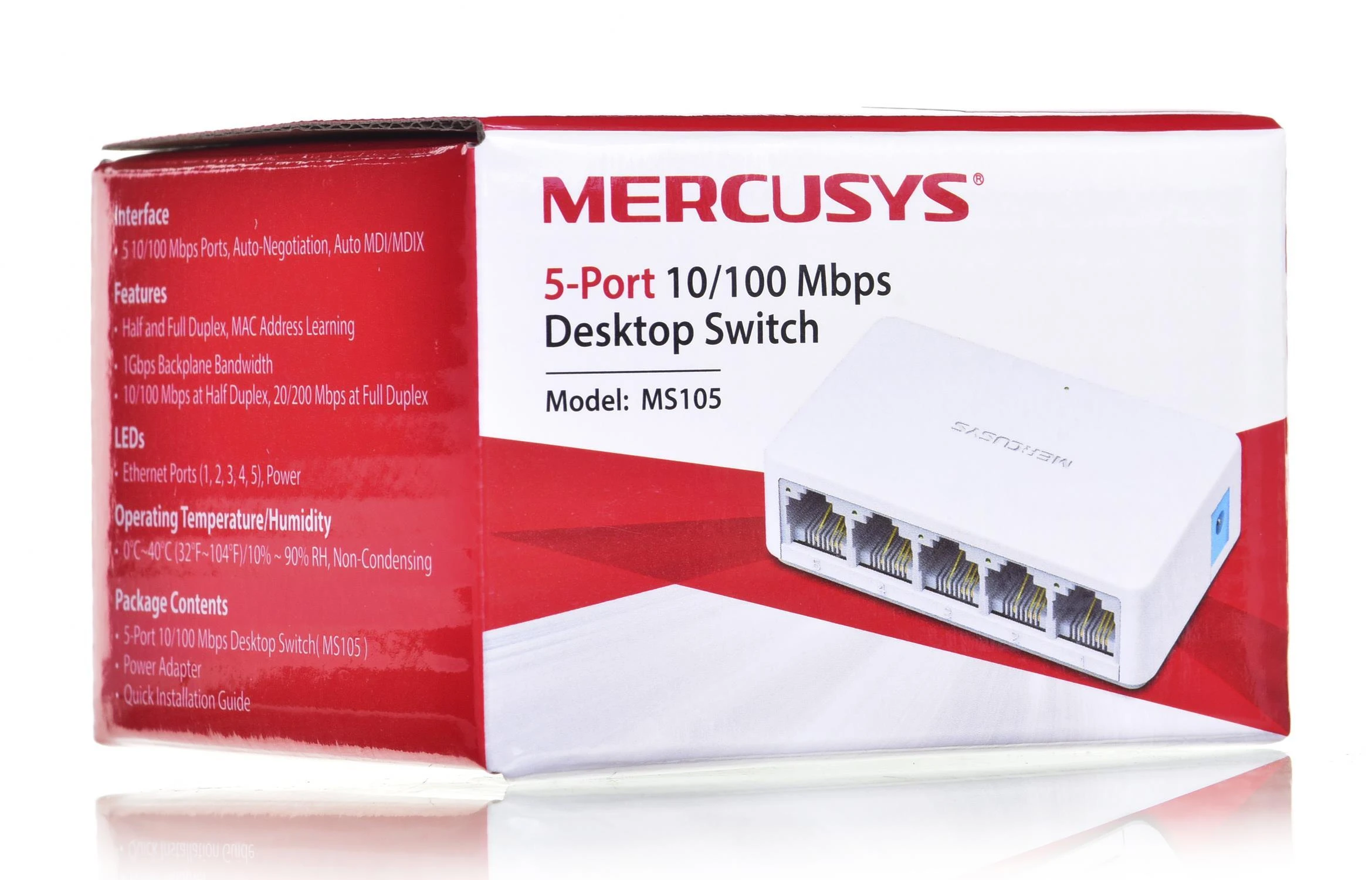 Šakotuvas „Mercusys“ | Komutatorius | MS105 | Nevaldomas | Stalinis | 10/100 Mbps (RJ-45) jungčių kiekis: 5 | Maitinimo šaltinio tipas: Išorinis