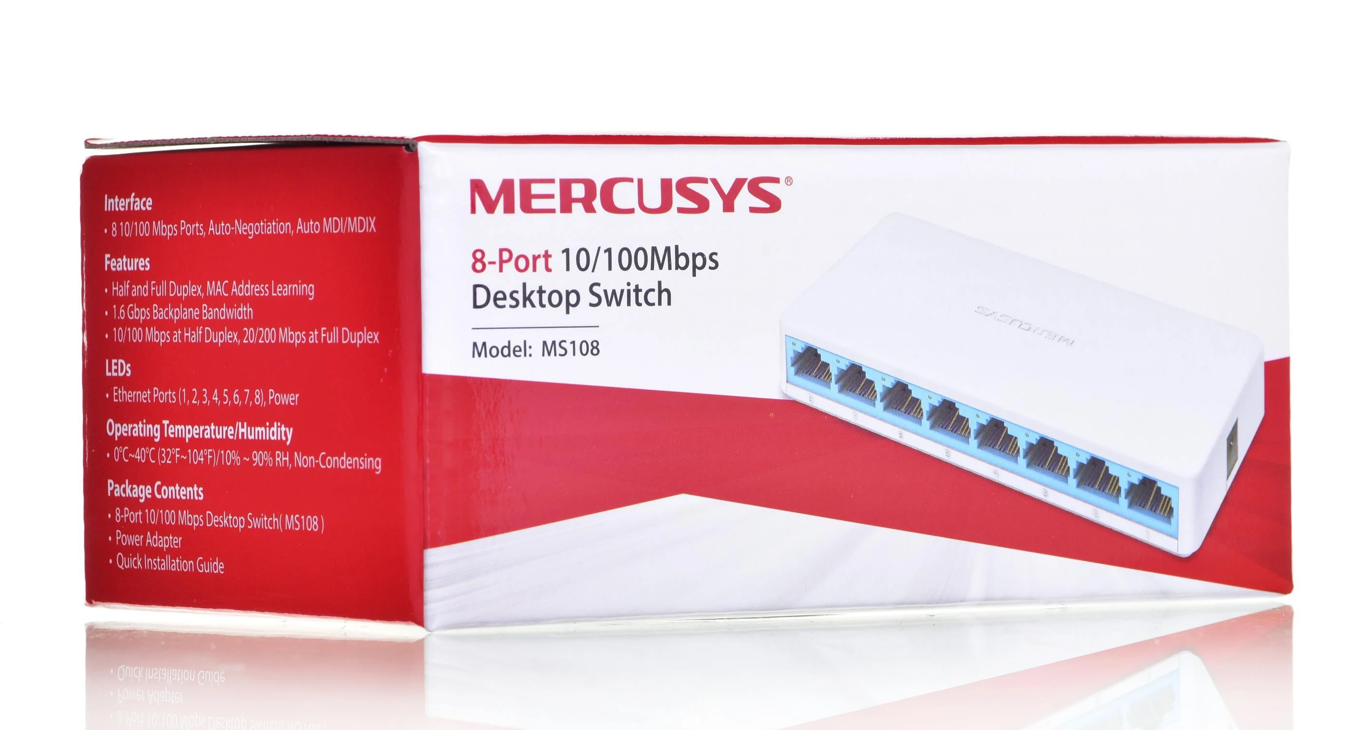 Šakotuvas TP-Link „Mercusys“ | Komutatorius | MS108 | Nevaldomas | Stalinis | 10/100 Mbps (RJ-45) jungčių kiekis: 8 | Maitinimo šaltinio tipas: Išorinis