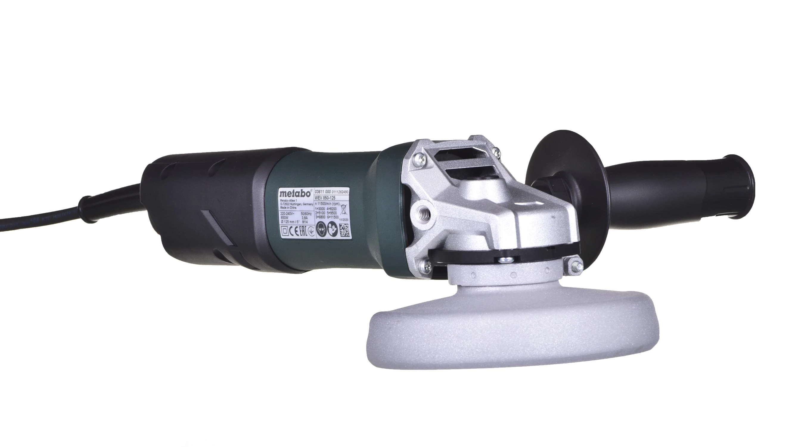 Metabo kampinis šlifuoklis WEV 850, 850W, 125 mm, sūkių reguliavimas