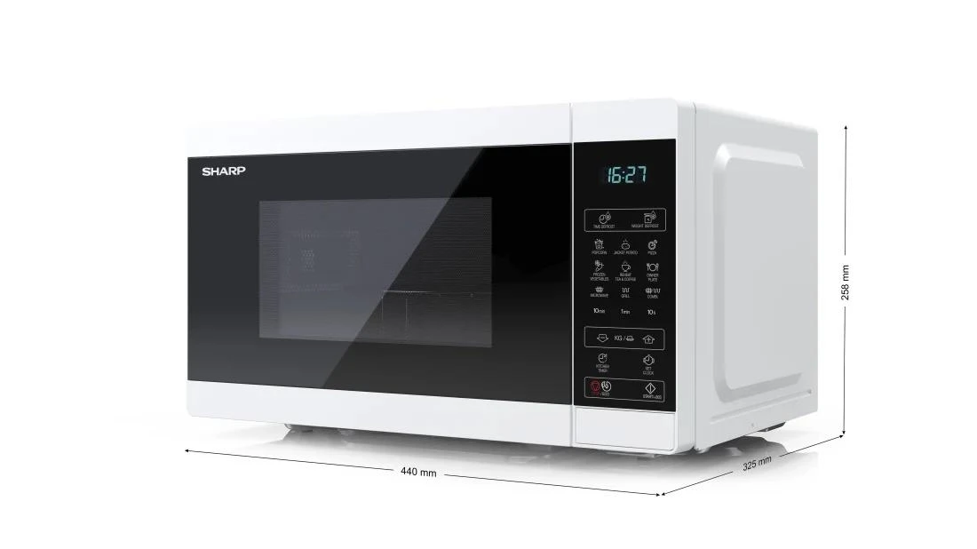 Sharp YC-MG02E-W mikrobangų krosnelė Stalviršis 20 L 800 W Mėlyna, Baltas