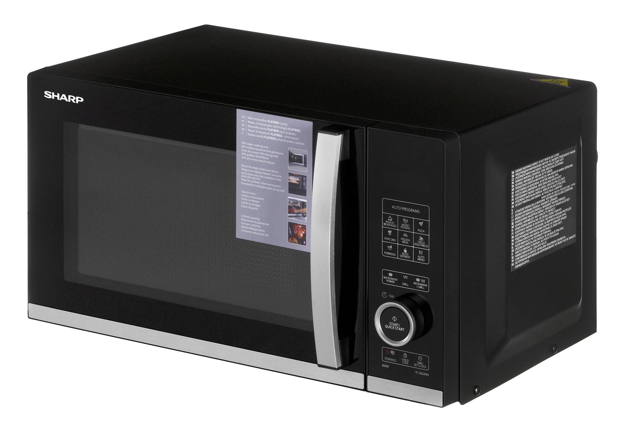 Mikrobangų krosnelė Sharp | Microwave Oven with Grilis | YC-QG204AE-B | Free standing | 20 L | 800 W | Grilis | Juodas