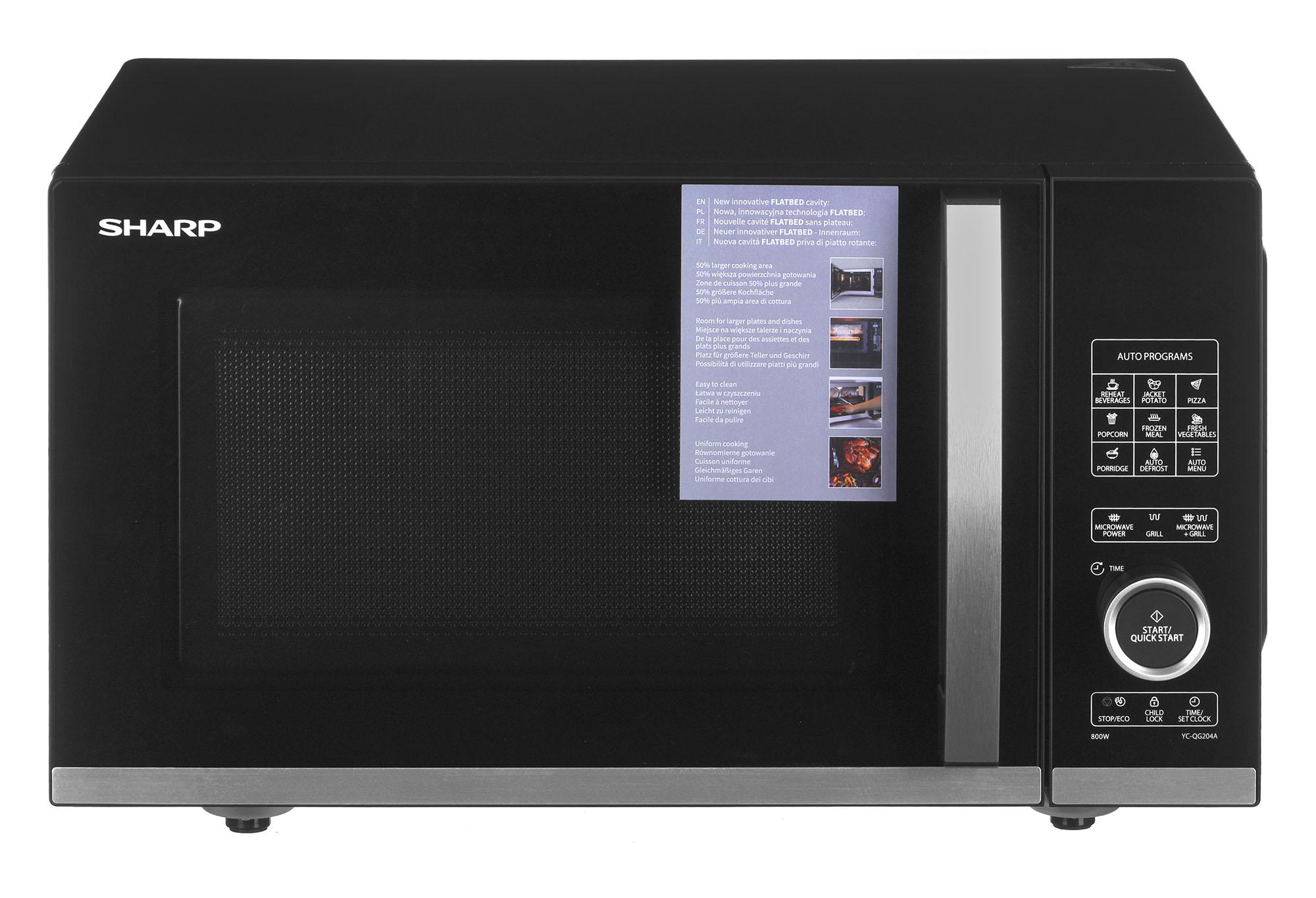 Mikrobangų krosnelė Sharp | Microwave Oven with Grilis | YC-QG204AE-B | Free standing | 20 L | 800 W | Grilis | Juodas