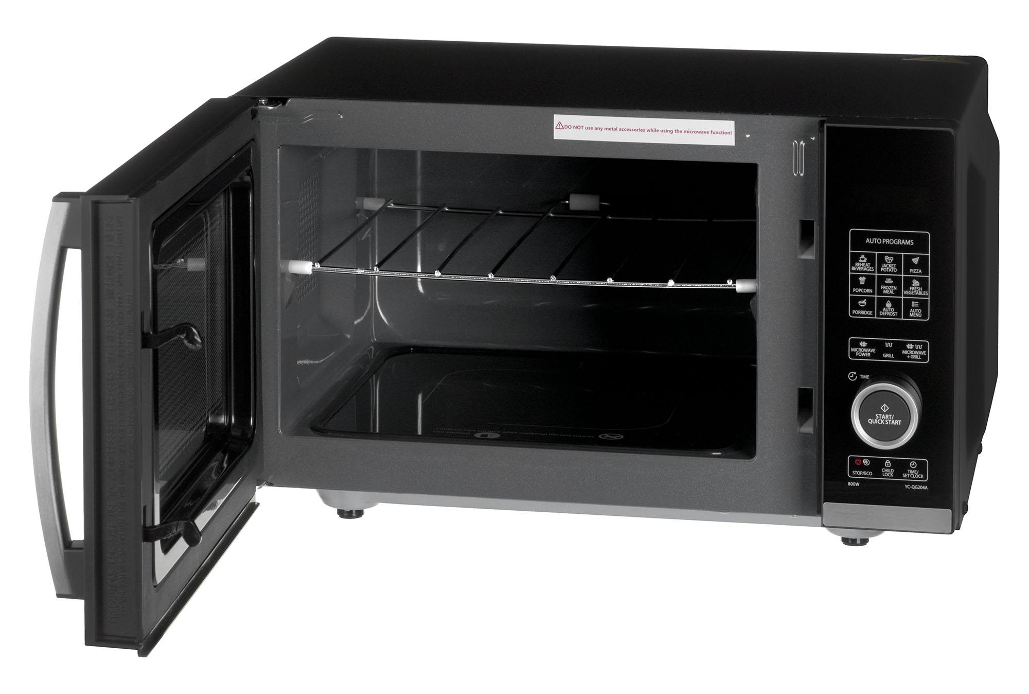 Mikrobangų krosnelė Sharp | Microwave Oven with Grilis | YC-QG204AE-B | Free standing | 20 L | 800 W | Grilis | Juodas