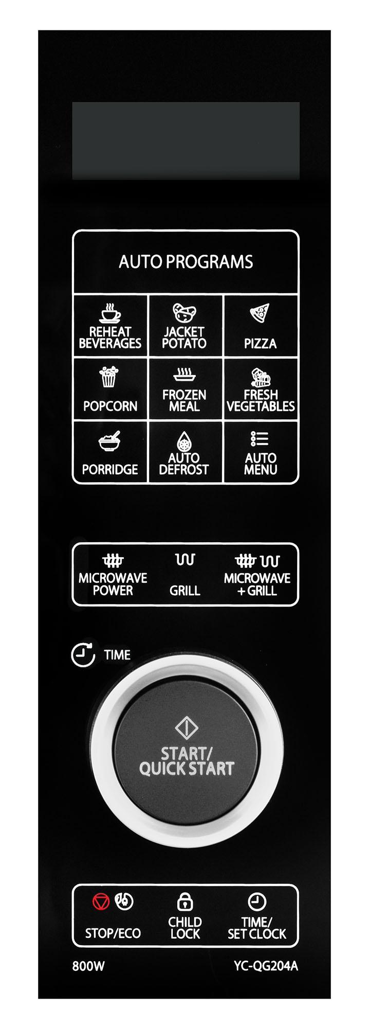 Mikrobangų krosnelė Sharp | Microwave Oven with Grilis | YC-QG204AE-B | Free standing | 20 L | 800 W | Grilis | Juodas