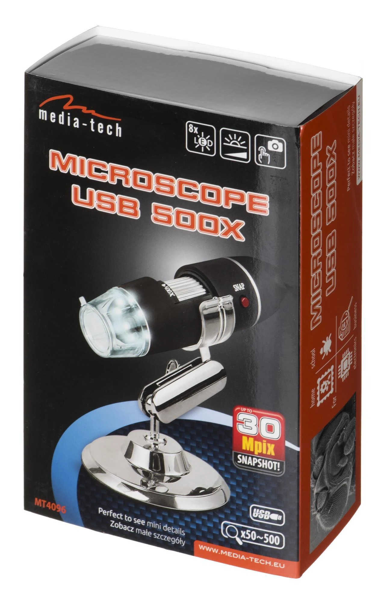Universalus skaitmeninis Mikroskopas jungiamas prie kompiuterio Media-Tech MICROSCOPE USB 500X MT4096