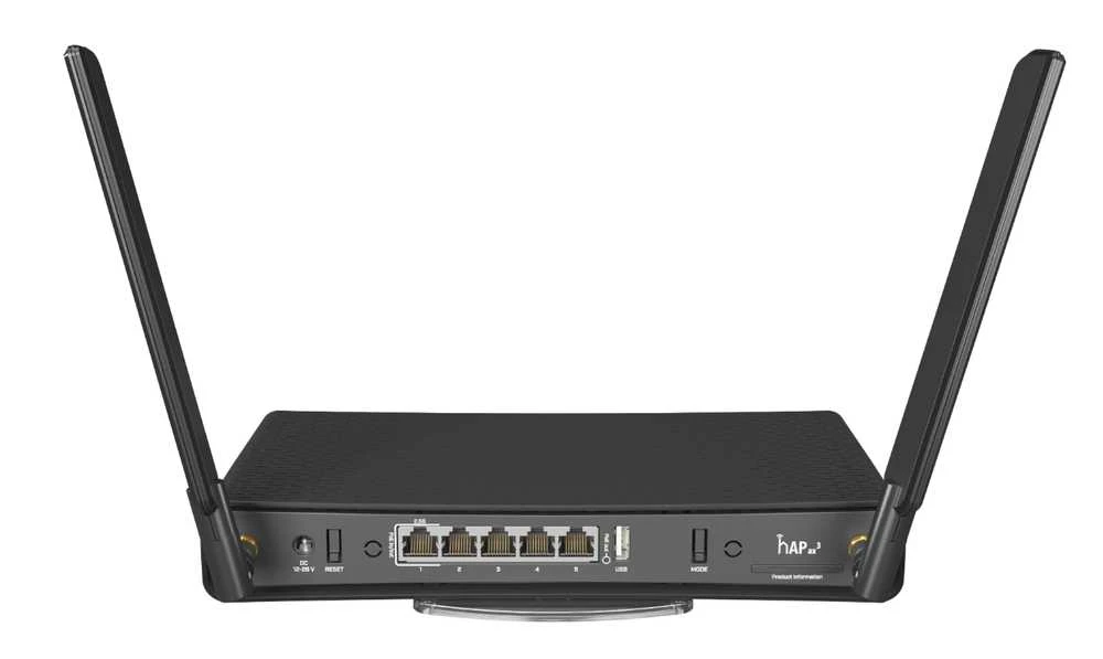 Maršrutizatorius MikroTik | hAP ax³ | C53UiG+5HPaxD2HPaxD | 802.11ax | 10/100/1000 Mbit/s | Ethernet LAN (RJ-45) jungtys 5 | Tinklo palaikymas: Ne | MU-MiMO: Taip | Ne, mobilusis plačiajuostis ryšys: Ne | Antenos tipas: Išorinės antenos