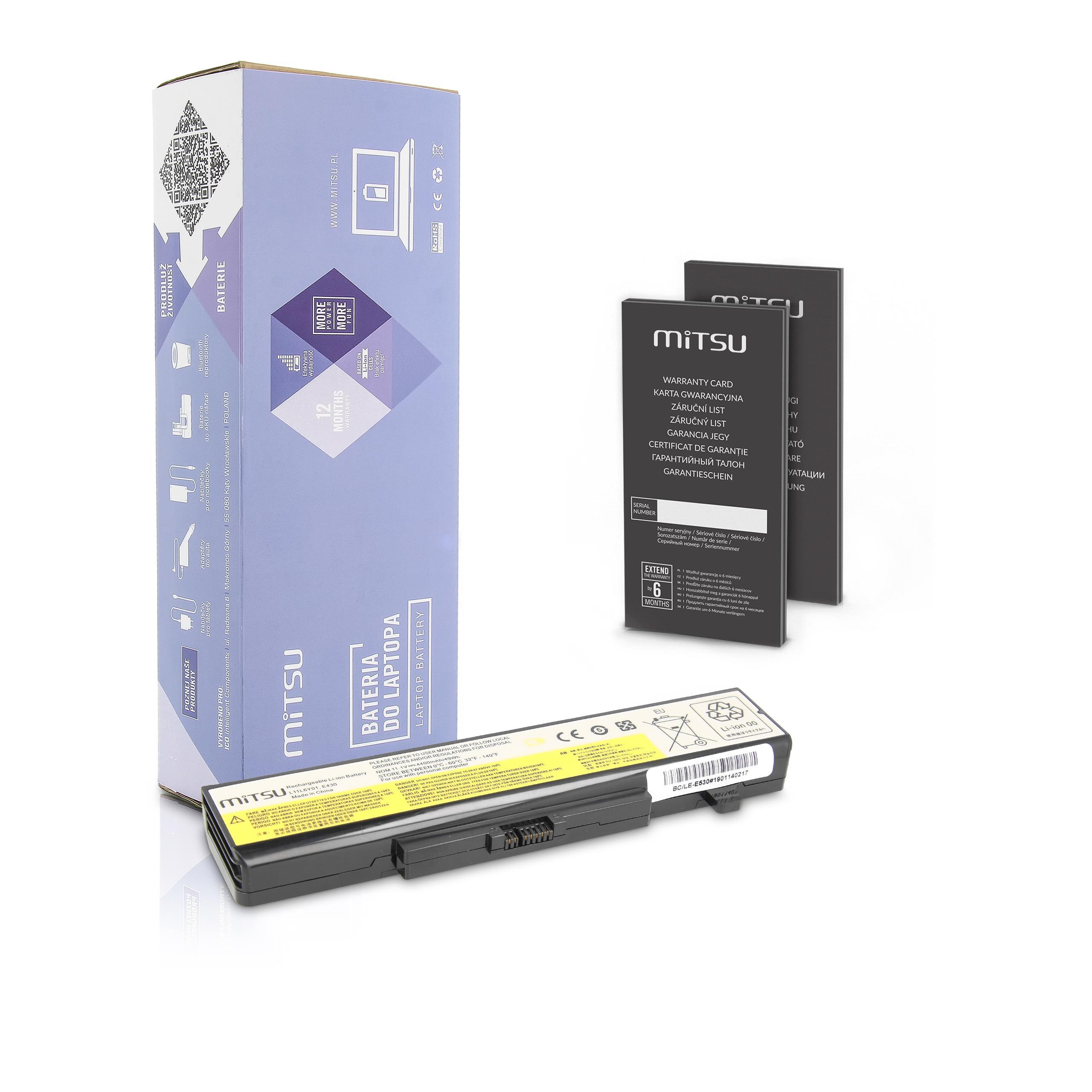 Nešiojamo kompiuterio akumuliatorius MITSU BATTERY BC/LE-E530 (LENOVO 4400 MAH 48 WH)