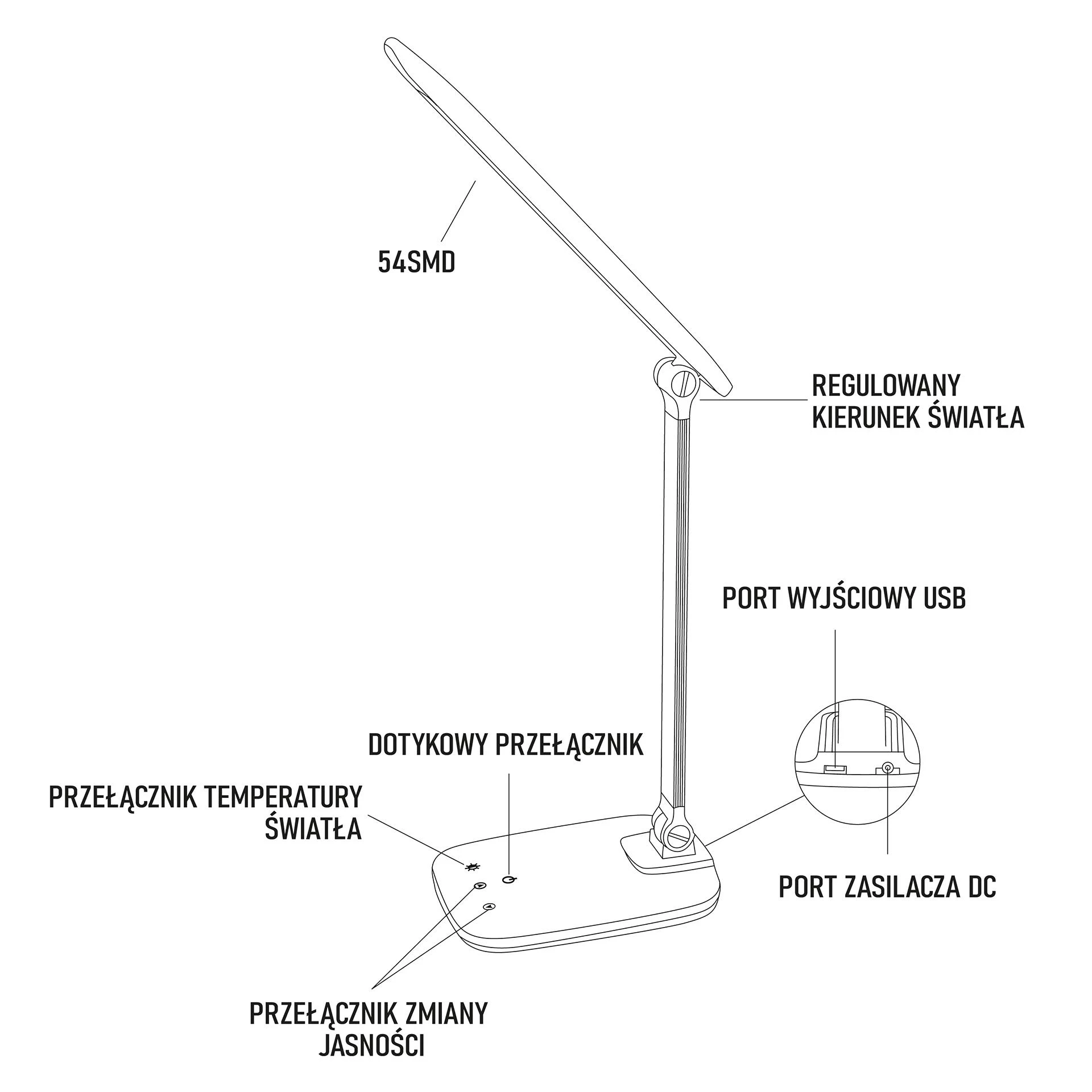 Montis Stalinė lempa wielofunkcyjna LED MT042 table lamp 5.7 W F Baltas
