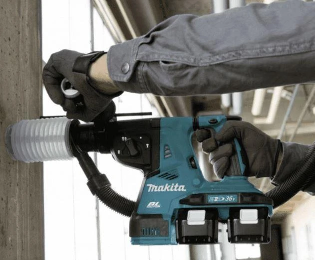 Makita perforatorius DHR281Z, SDS-PLUS, 2x18V, 2.9J + papildomas beraktis griebtuvas, be akumuliatoriaus ir kroviklio