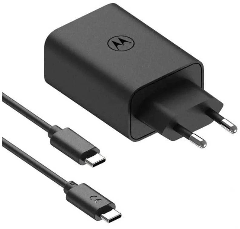 Įkroviklis Motorola TurboPower 50W dvigubas USB-C/USB-A su USB-C laidu 1m juodos spalvos