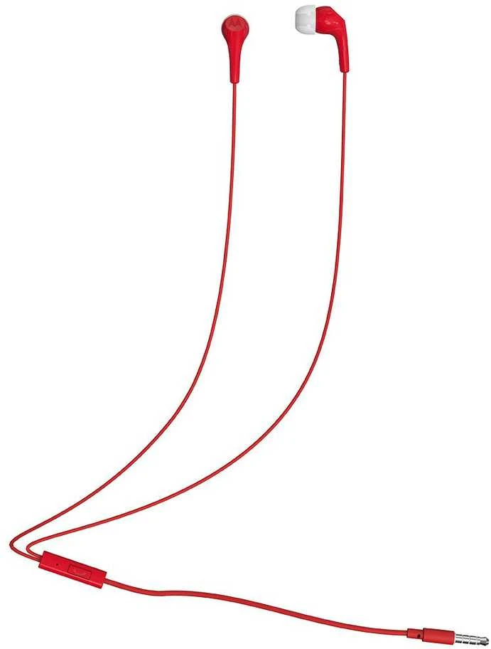 Raudonos Motorola Earbuds 2-S su 3.5 mm jungtimi
