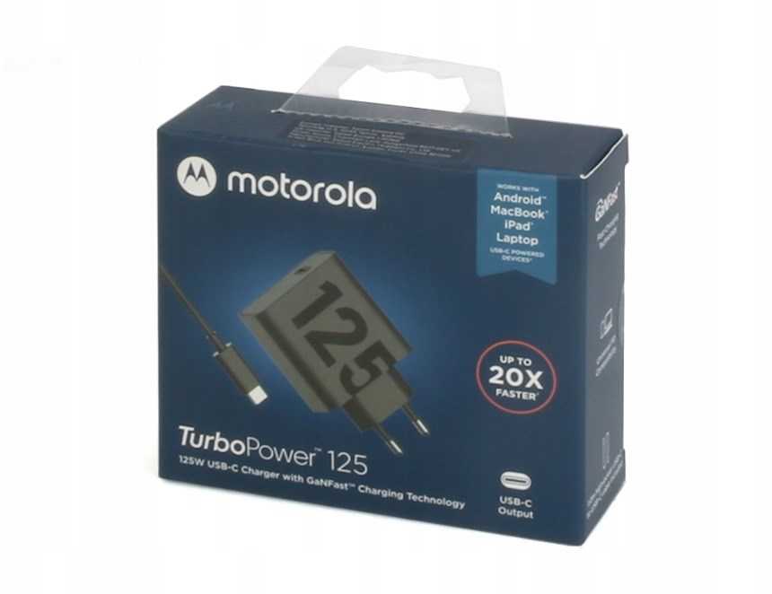 Motorola TurboPower kelioninis įkroviklis USB-C 125W su USB-C/USB-C kabeliu juodos spalvos