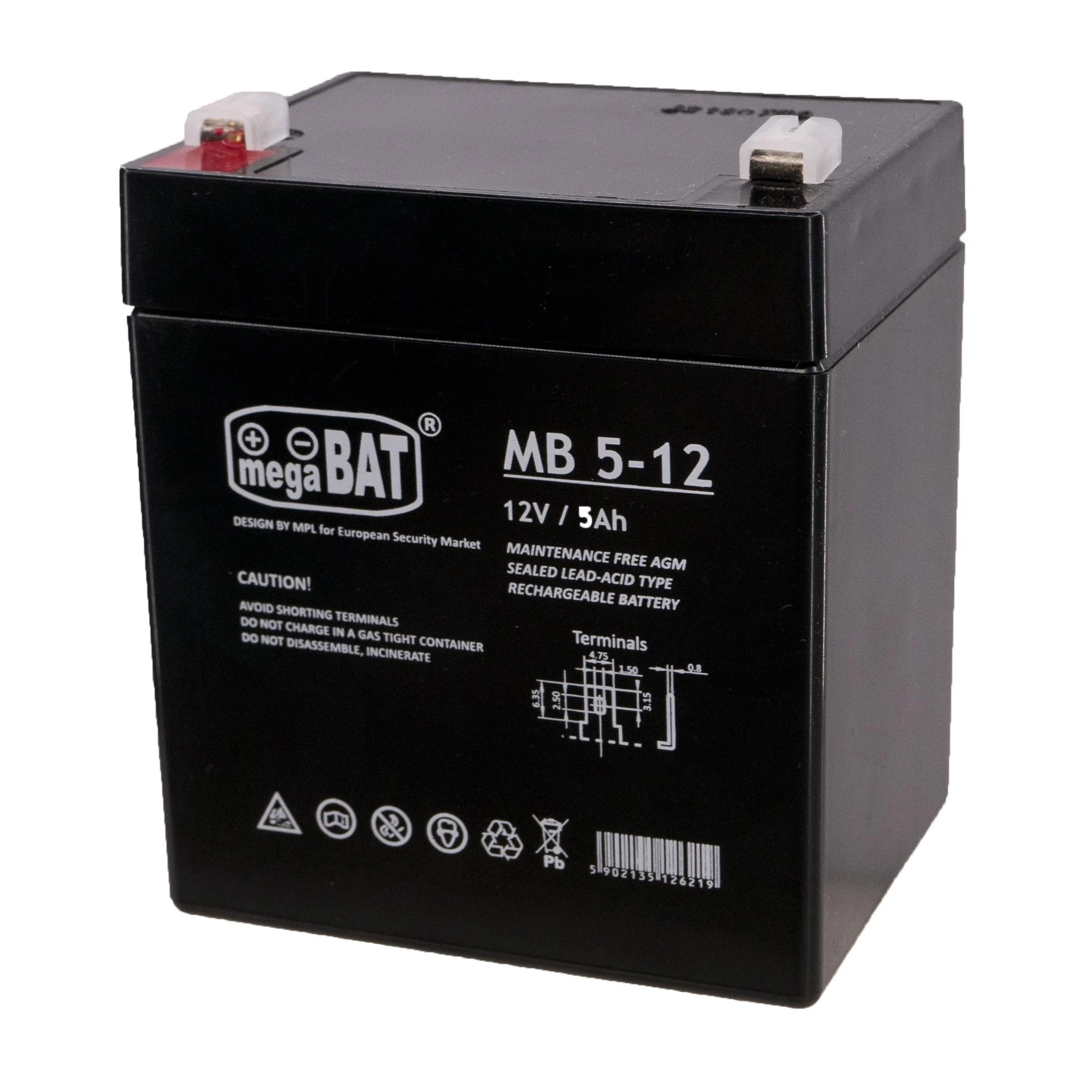 Mpl Power Elektro Megabat 12V 5Ah F1(187) AGM akumuliatorius, 3-5 metai