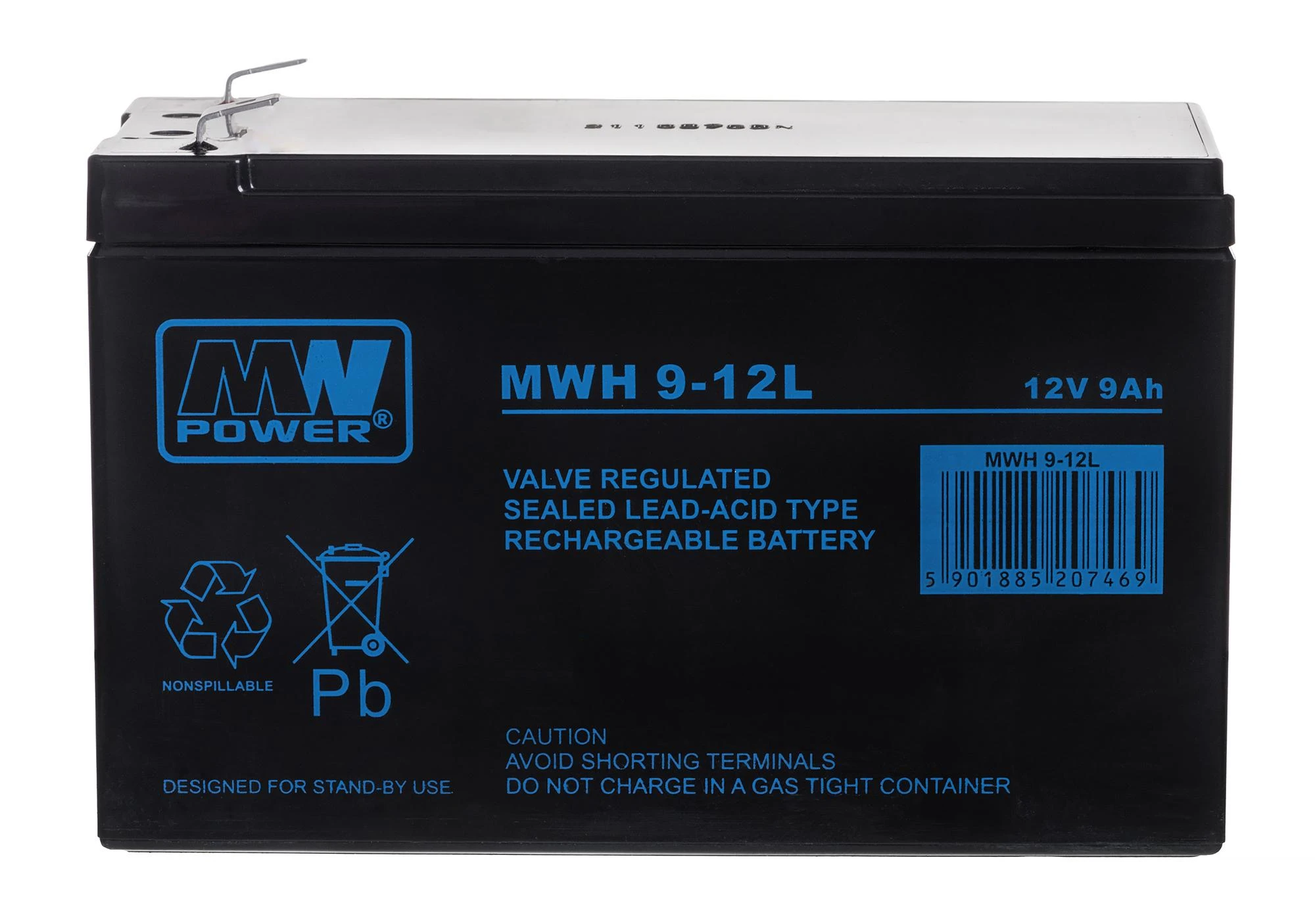 Mw Power MWPower MW 12V 9Ah F2(250) AGM akumuliatorius, 6-9 metai