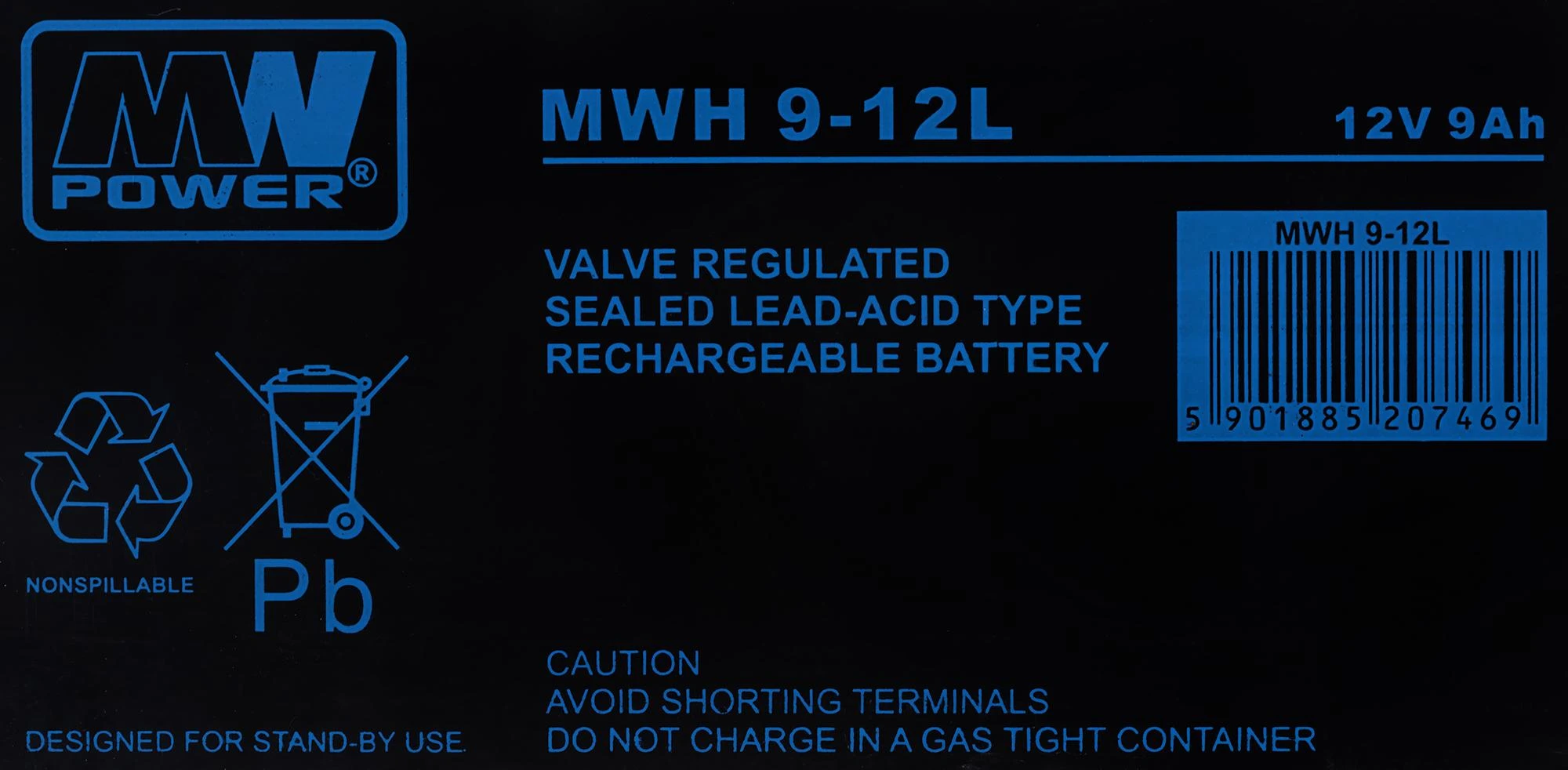 Mw Power MWPower MW 12V 9Ah F2(250) AGM akumuliatorius, 6-9 metai