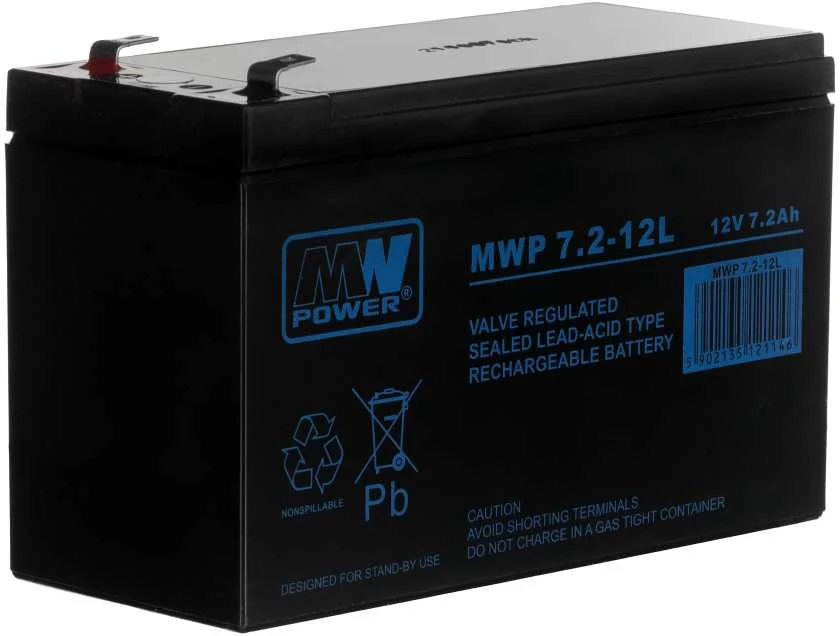 Mw Power MWPower MWP 12V 7,2Ah F2(250) AGM akumuliatorius, 12 metų