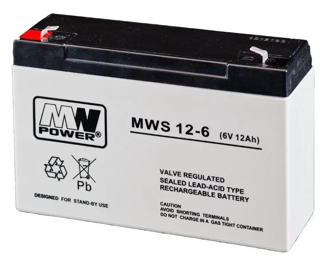 Mw Power MWPower MWS 6V 12Ah F1(187) AGM akumuliatorius, 5 metai