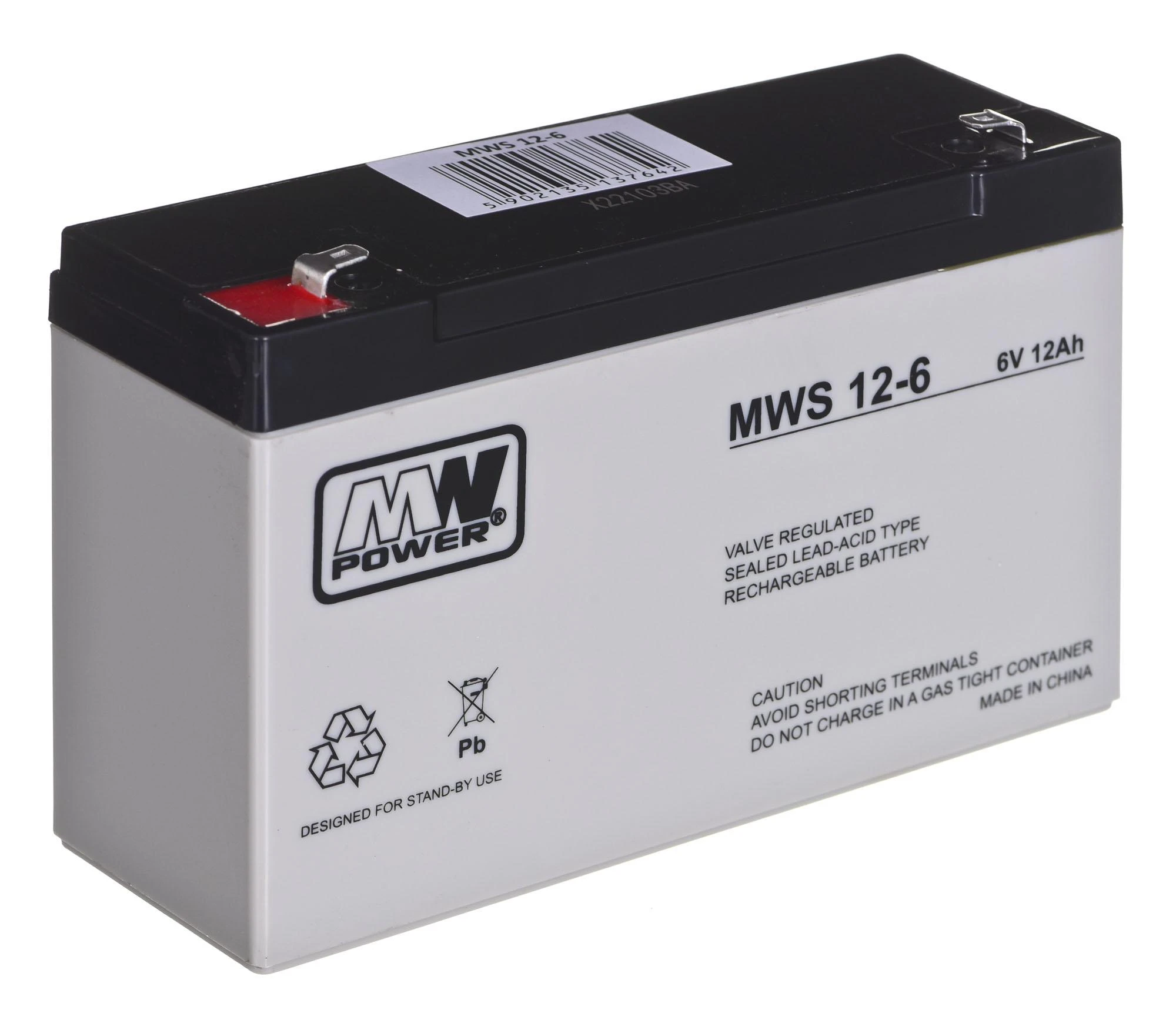 Mw Power MWPower MWS 6V 12Ah F1(187) AGM akumuliatorius, 5 metai