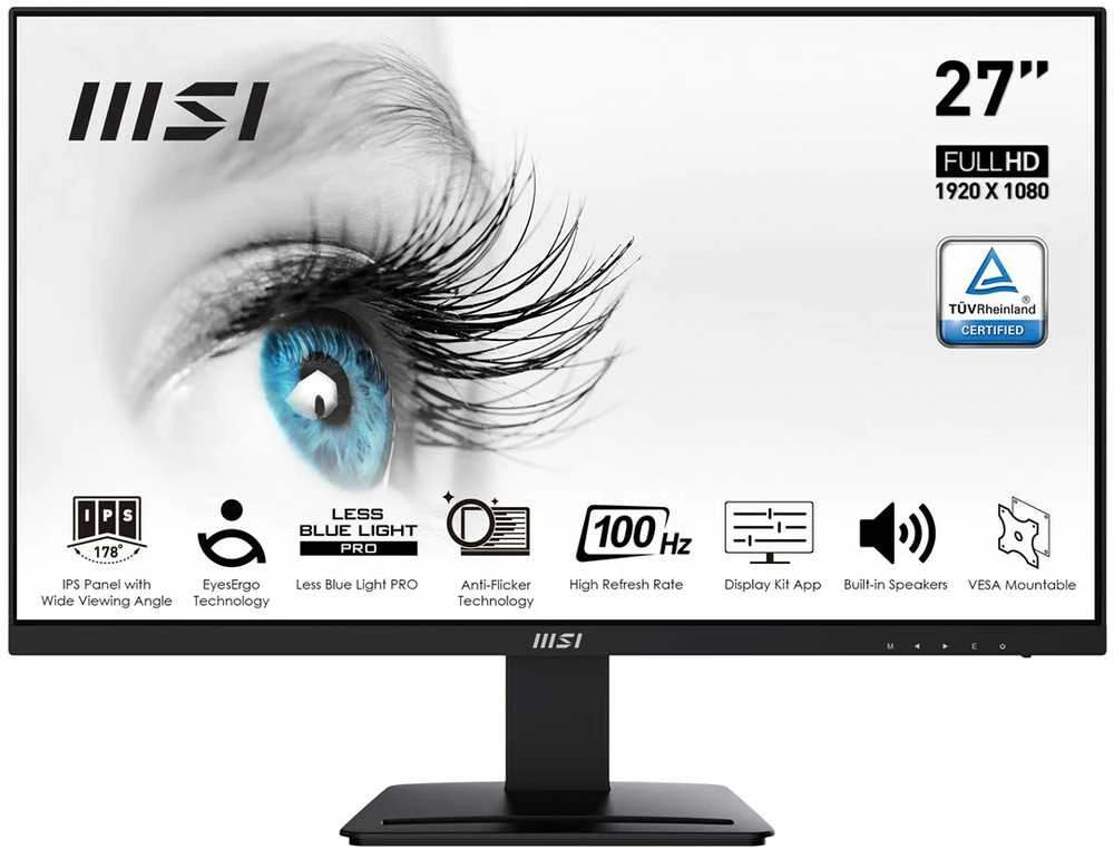 Monitorius MSI PRO MP273A 27" / FHD / 100Hz / 1ms (MPRT) juodos spalvos