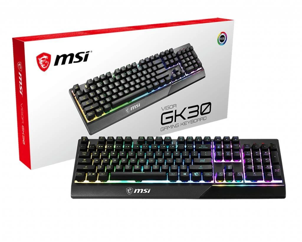 Mecha-membraninė Žaidimų klaviatūra MSI Vigor GK30, su RGB pašvietimu, US išdėstymas