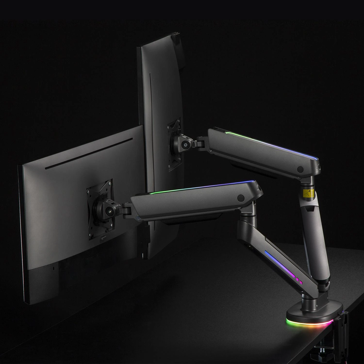 Laikiklis „NanoRS“ dviejų monitorių žaidimų laikiklis, RGB LED apšvietimas, 17–32 colių, maks. 9kg, VESA 75x75 / 100x100, RS166