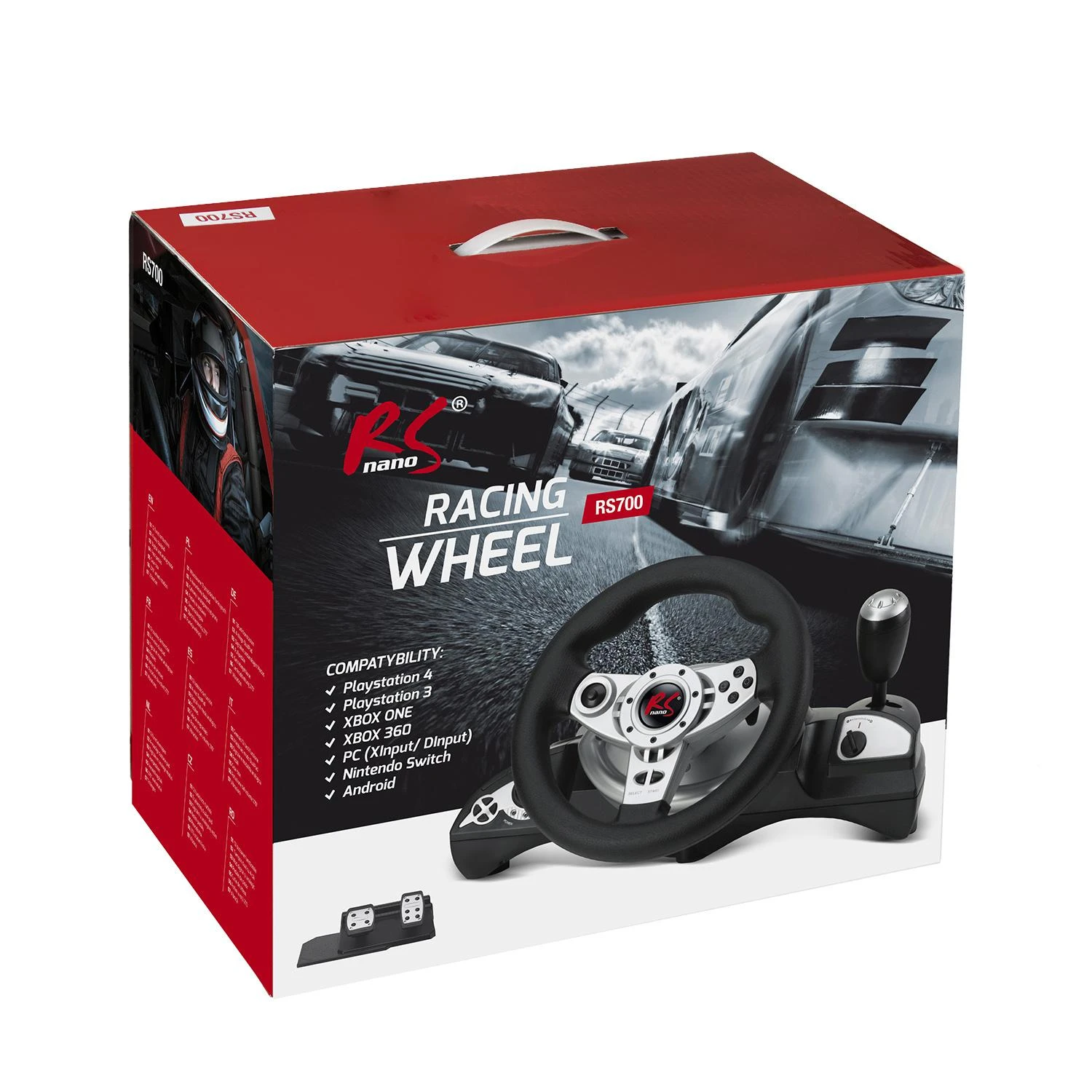 Žaidimų vairas Nano RS700/Gaming steering wheel/PS4/PS3/XBOX ONE/PC