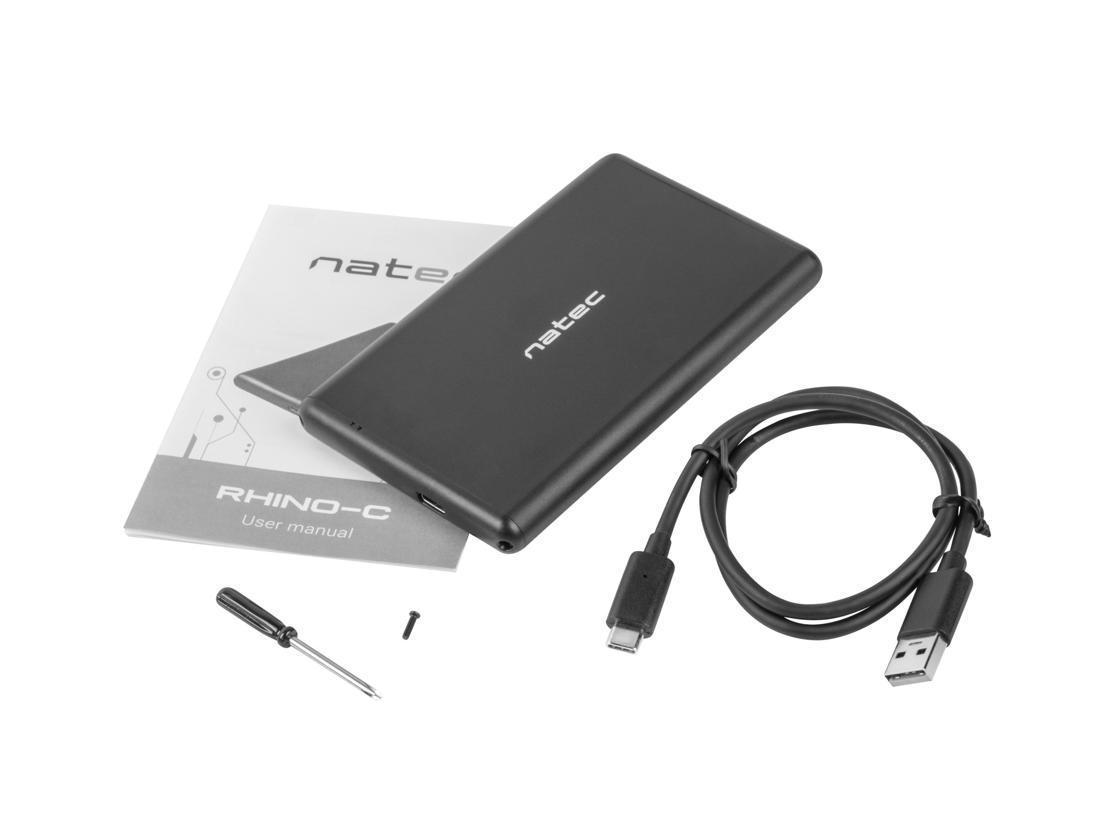 NATEC NKZ-0942 Natec išorinis HDD/SSD korpusas RHINO-C, skirtas 2,5" SATA - USB Type-C, aliuminis