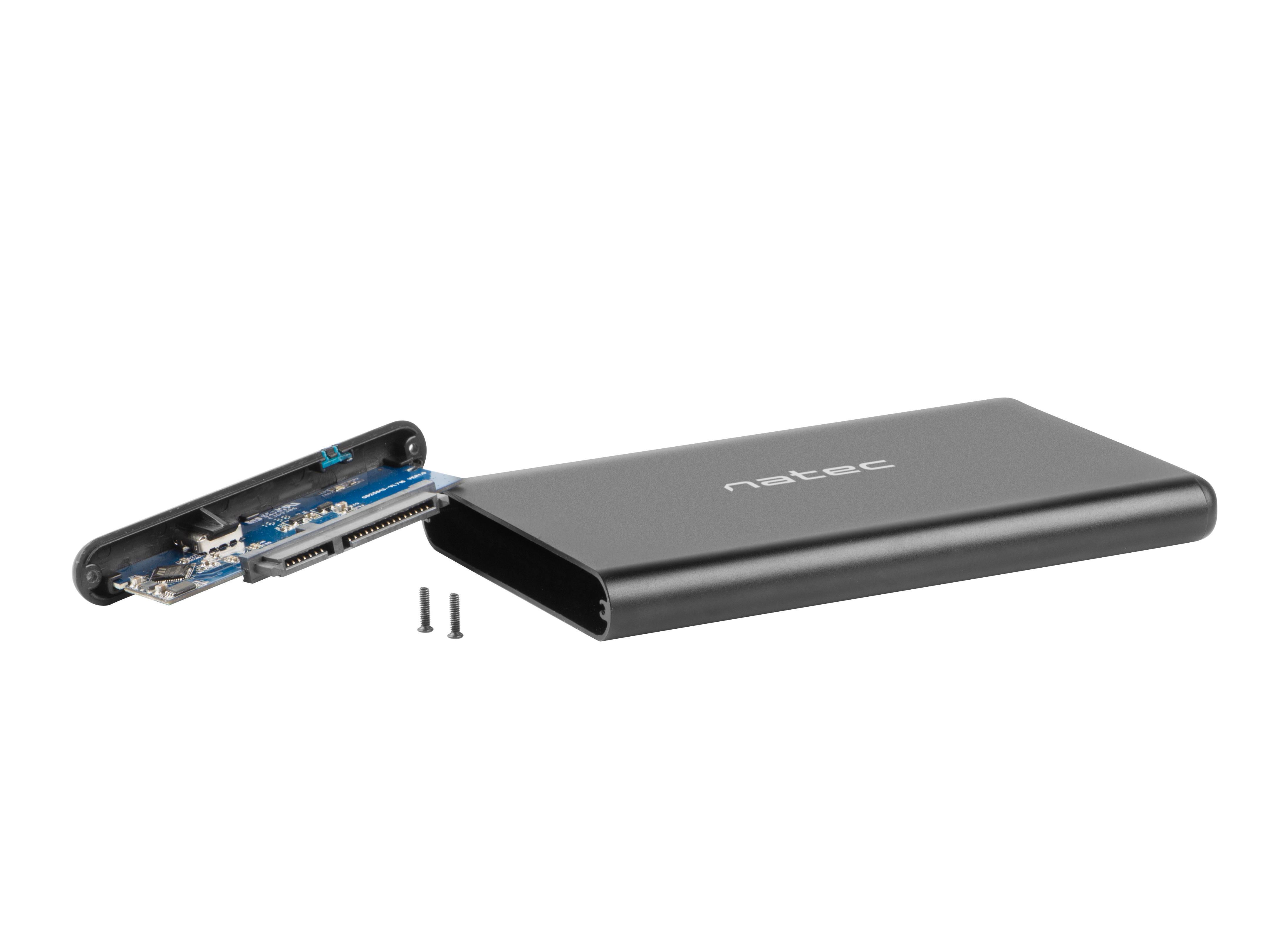 NATEC NKZ-0942 Natec išorinis HDD/SSD korpusas RHINO-C, skirtas 2,5" SATA - USB Type-C, aliuminis