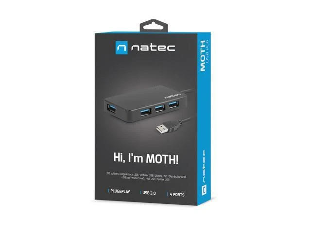 Natec Moth USB 3.0 šakotuvas pakuotėje