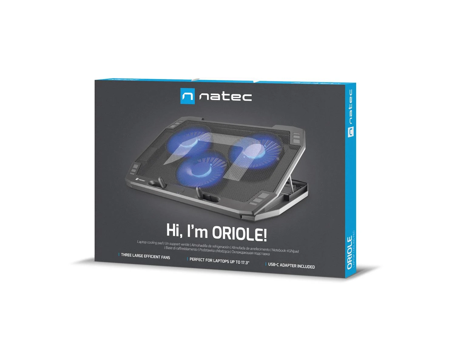 Natec | Nešiojamas kompiuteris Cooling Pad | ORIOLE | 270 x 400 x 25 mm | 740 g | Juodas