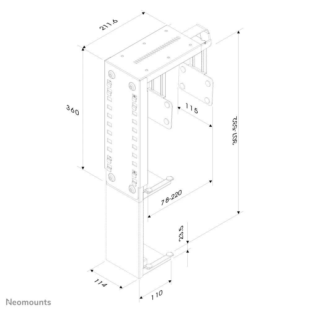 Neomounts Pakabinamas laikiklis NewStar PC komp. (PC aukštis: 30-53 cm / plotis: 8-22 cm)