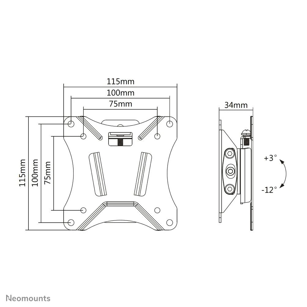 NEOMOUNTS SELECT plokščio ekrano sieninis laikiklis, pakreipiamas, 10–30 colių, VESA 75–100, maks. 25 kg, juodas
