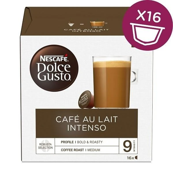 Nescafe Kavos kapsulės DOLCE GUSTO CAFE AU LAIT INTENSO, 16 vnt.